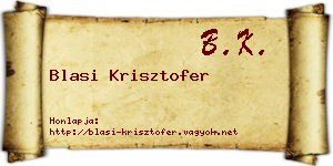 Blasi Krisztofer névjegykártya